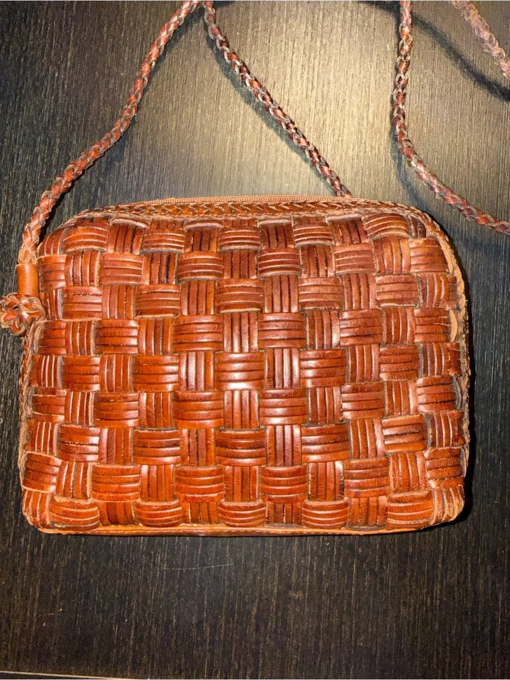 Cem Small Brown Woven Leather Crossbody Bag Genuine Leather Made In Brazil
